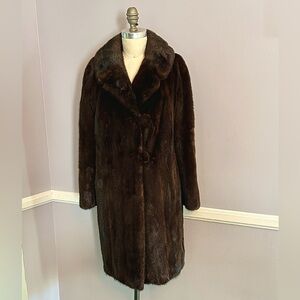 Vintage Dark Brown Mink Coat belted back two pockets